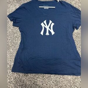 Women's Navy Blue V-Neck Top YANKEES